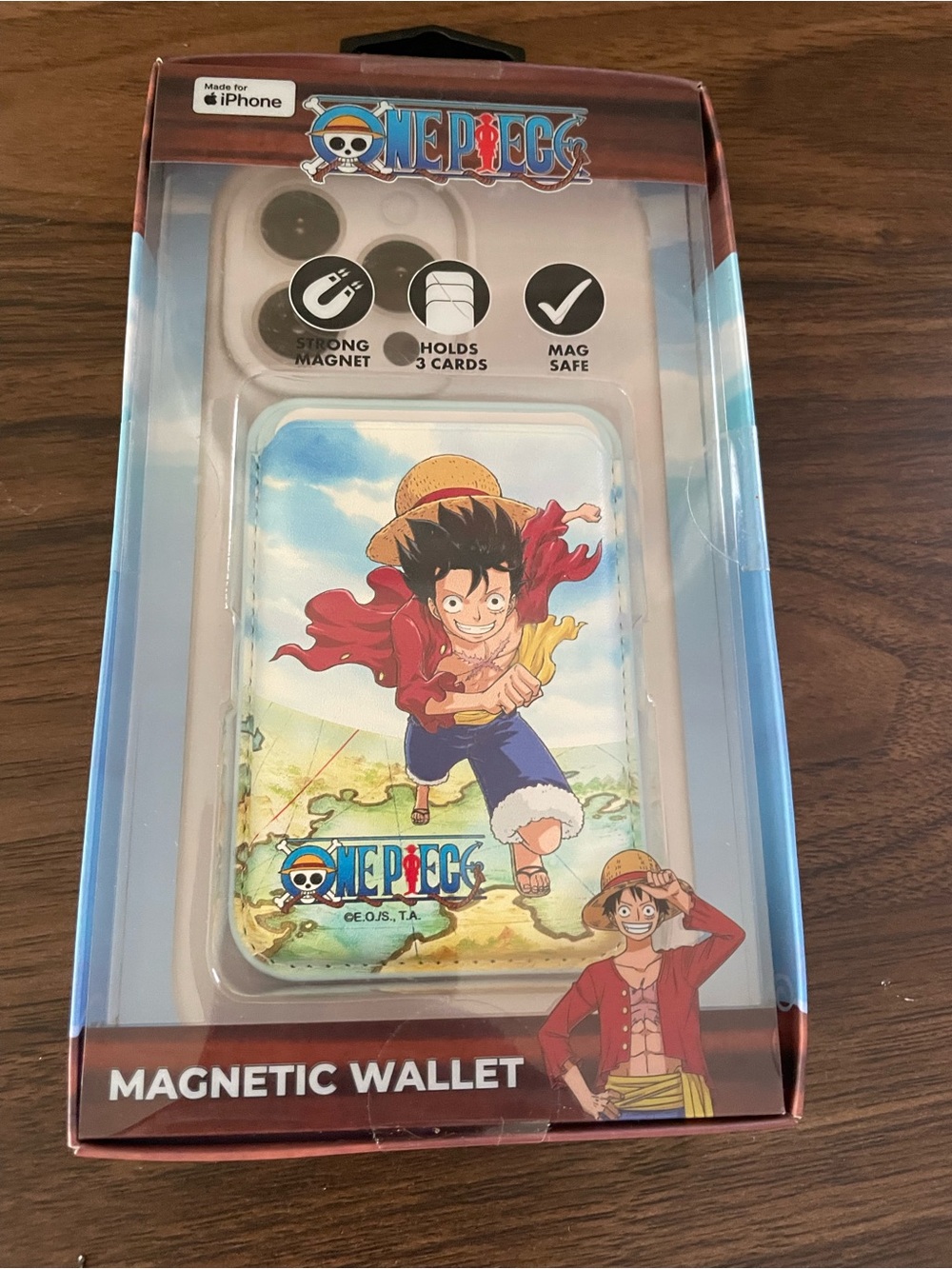 Onepiece Luffy Magnetic Wallet Card Holder - Blue, Red, Yellow